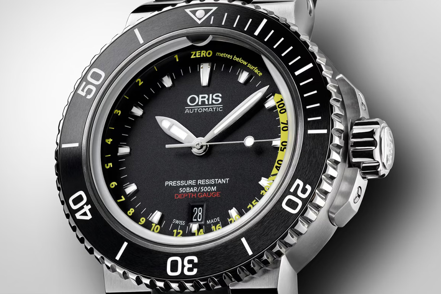 Oris Aquis Depth Gauge, reloj de buceo con medidor de profundidad mecánico